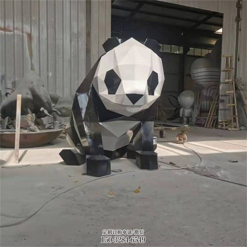 抽象切面熊猫雕塑生产