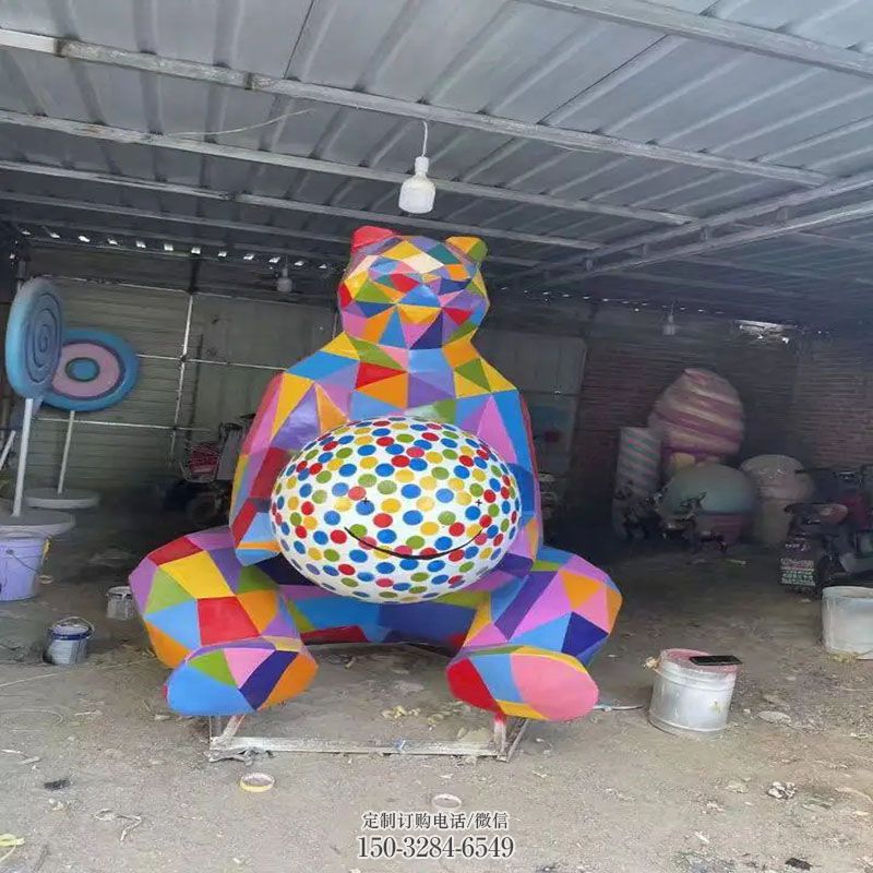公园抽象熊雕塑制造